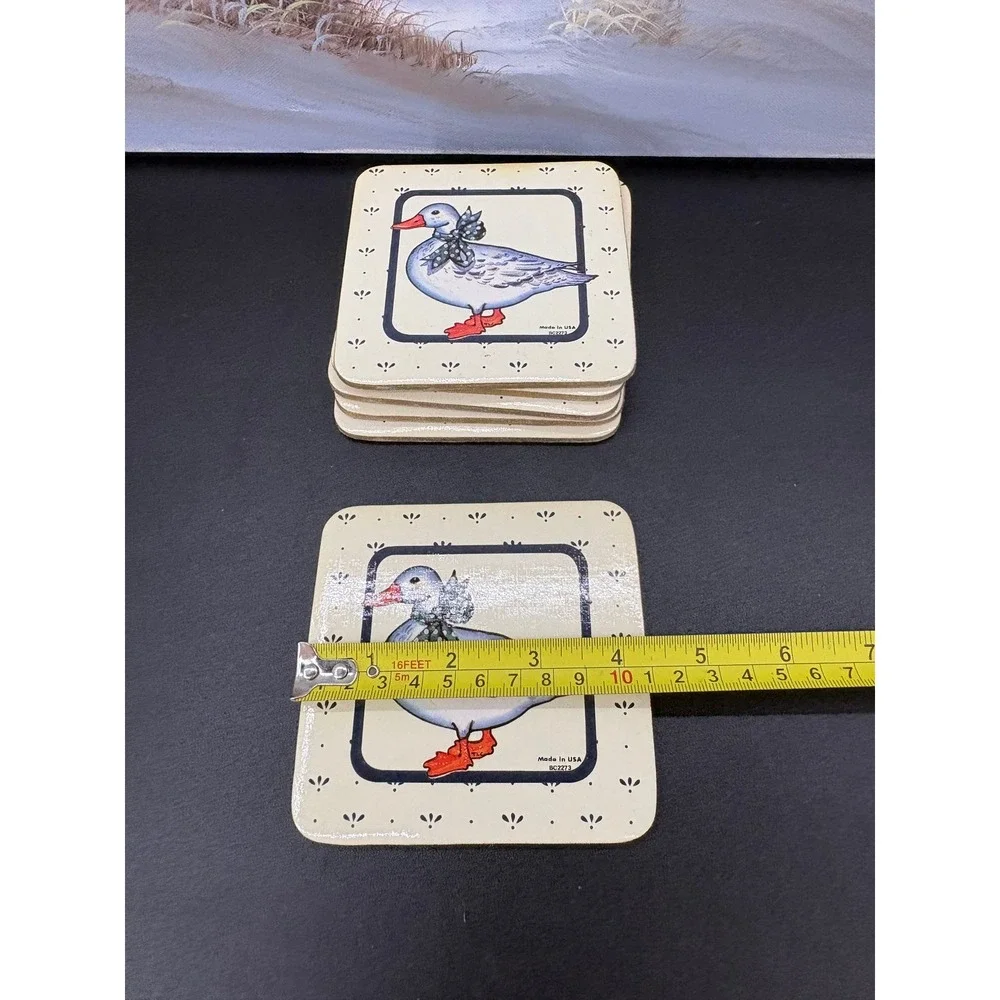 Vtg 1980's Cork Backed Country Goose Coasters Cottage Granny Core